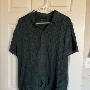 Abercrombie & Fitch Dark Green Textured Button Down Shirt